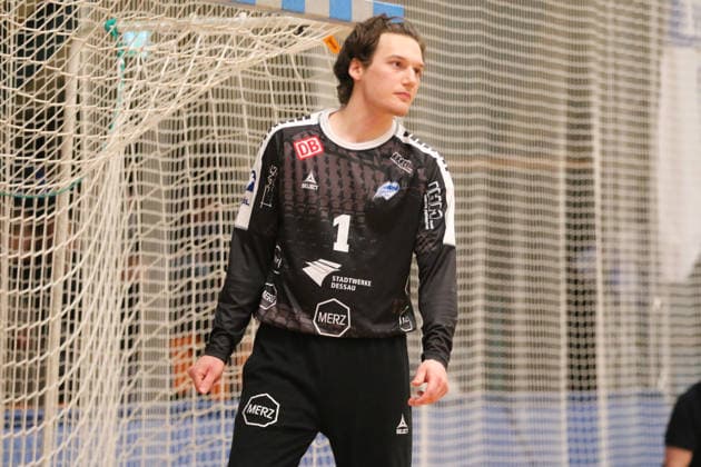 29.01.2026 Handball Herren 2025 2026 Testspiel Dessau-Roßlauer HV 06 - SC DHFK Leipzig Anhalt Arena Dessau Janik Patzwaldt (Dessau, 1, schwarz). Dessau-Roßlau Sachsen-Anhalt Deutschland