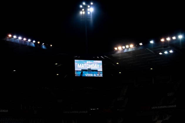 2026-01-29 KRC Genk v Malmo FF - UEFA Europa League 2025 26 League Phase MD8 GENK, BELGIUM - JANUARY 29: led-board showing the matchday graphic prior to the UEFA Europa League 2025 26 League Phase MD8 match between KRC Genk and Malmo FF at Cegeka Arena on January 29, 2026 in Genk, Belgium. (Photo by Gabriel Calvino Alonso BSR Agency) Genk Belgium Content not available for redistribution in The Netherlands directly or indirectly through any third parties. Copyright: xBSRxAgencyx