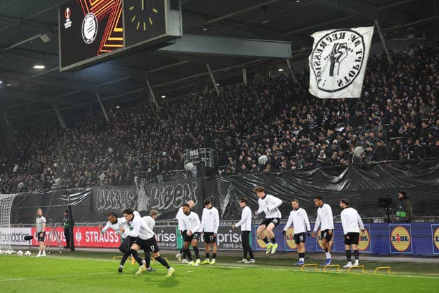 SOCCER - UEFA EL, Sturm vs Brann GRAZ,AUSTRIA,29.JAN.26 - SOCCER - UEFA Europa League, SK Sturm Graz vs SK Brann Bergen. Image shows team of Sturm during warm-up.  GEPAxpictures xChrisxBauer