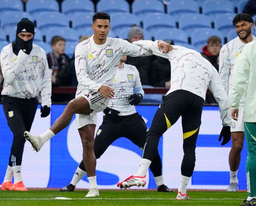 Birmingham, England, 29th January 2026. Ollie Watkins of Aston Villa warm up before the Aston Villa vs FC Salzburg UEFA Europa League match at Villa Park, Birmingham. Picture credit should read: Andrew Yates Sportimage EDITORIAL USE ONLY. No use with unauthorised audio, video, data, fixture lists, club league logos or live services. Online in-match use limited to 120 images, no video emulation. No use in betting, games or single club league player publications. SPI_012_AY_Villa_Salzburg SPI-4490-0012