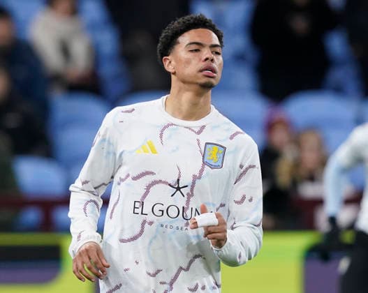Birmingham, England, 29th January 2026. George Hemmings of Aston Villa warm up before the Aston Villa vs FC Salzburg UEFA Europa League match at Villa Park, Birmingham. Picture credit should read: Andrew Yates Sportimage EDITORIAL USE ONLY. No use with unauthorised audio, video, data, fixture lists, club league logos or live services. Online in-match use limited to 120 images, no video emulation. No use in betting, games or single club league player publications. SPI_015_AY_Villa_Salzburg SPI-4490-0015