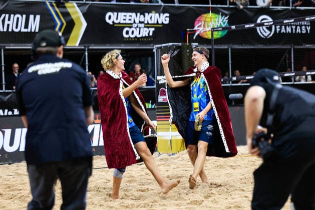 Sweden s David Ahman and Jonatan Hellvig win the final of the Beach volleyball, Beachvolleyball competition Stockholm Beach 2026, an official competition in the international Queen & King of the Court series, at the Avicii Arena in Stockholm, Sweden, January 29, 2026. STOCKHOLM SWEDEN x60160x
