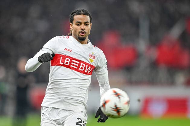 Lorenz Assignon (VfB Stuttgart) controls the Ball during the UEFA Europa League 2025 26 League Phase MD8 match between VfB Stuttgart and BSC Young Boys at Stuttgart Arena on January 29, 2026 in Stuttgart, Germany. (Photo by Harry Langer DeFodi Images) -