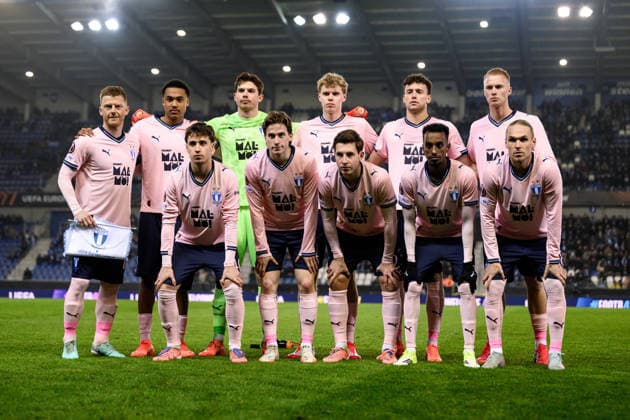 260129 The starting eleven of Malmö FF during the UEFA Europa League football match between KRC Genk and Malmö FF on January 29, 2026 in Genk. Photo: Simon Hastegard BILDBYRAN kod SH SH0684 fotboll football soccer fotball uefa europa league europa league krc genk malmö ff bbeng Copyright: SIMONxHASTEGARD BB260129SH032
