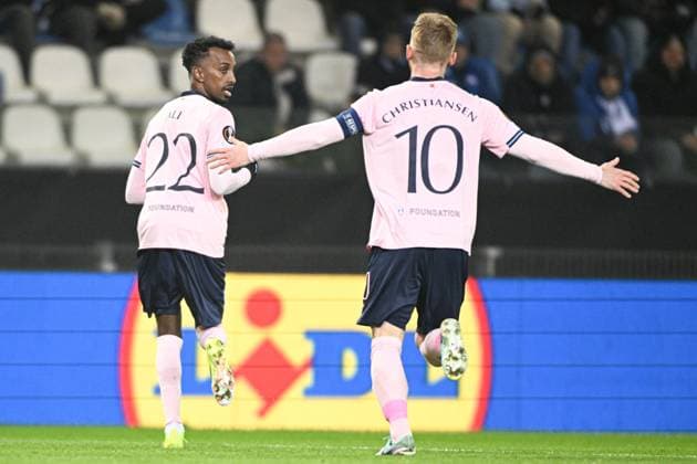 Malmo s Taha Ali celebrates after scoring during a soccer game between Belgian soccer team KRC Genk and Swedish team Malmo FF, in Genk, on Thursday 29 January 2026, on day eight of the League phase of the UEFA Europa League tournament. JILLxDELSAUX  x159639157x