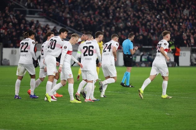 29.01.2026, xrekx, Fussball UEFA Europa League, VfB Stuttgart - Young Boys Bern v.l. Torjubel nach dem Tor zum celebrating the goal celebrate 1:0 durch Deniz Undav (VfB Stuttgart) (DFL DFB REGULATIONS PROHIBIT ANY USE OF PHOTOGRAPHS as IMAGE SEQUENCES and or QUASI-VIDEO) Stuttgart