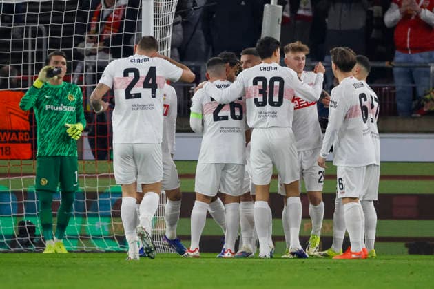 Torjubel VfB Stuttgart beim 1:0 durch Deniz Undav (VfB Stuttgart, 26) , Deutschland, Fussball, UEFA Europa League, 8. Spieltag, 2025 2026, VfB Stuttgart vs. Young Boys Bern, 29.01.2026, Stuttgart MHP Arena Deutschland Copyright: xGrantxHubbsx