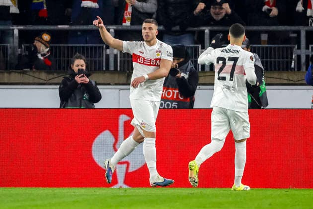 Torjubel VfB Stuttgart beim 2:0 durch Ermedin Demirovic (VfB Stuttgart, 09) , Deutschland, Fussball, UEFA Europa League, 8. Spieltag, 2025 2026, VfB Stuttgart vs. Young Boys Bern, 29.01.2026, Stuttgart MHP Arena Deutschland Copyright: xGrantxHubbsx