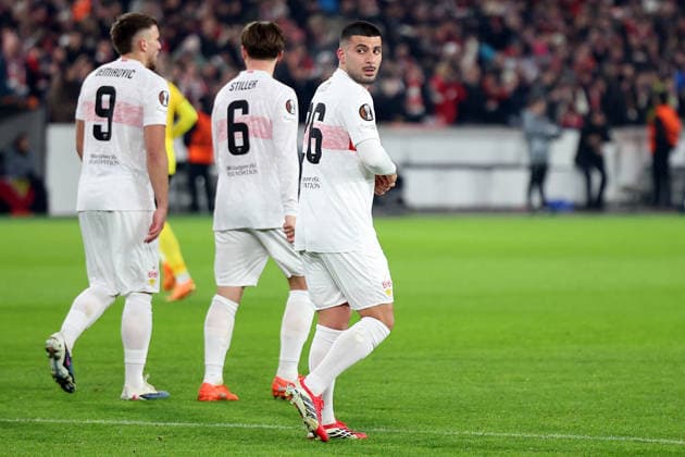 29.01.2026, xrekx, Fussball UEFA Europa League, VfB Stuttgart - Young Boys Bern v.l. Torjubel nach dem Tor zum celebrating the goal celebrate 1:0 durch Deniz Undav (VfB Stuttgart) (DFL DFB REGULATIONS PROHIBIT ANY USE OF PHOTOGRAPHS as IMAGE SEQUENCES and or QUASI-VIDEO) Stuttgart
