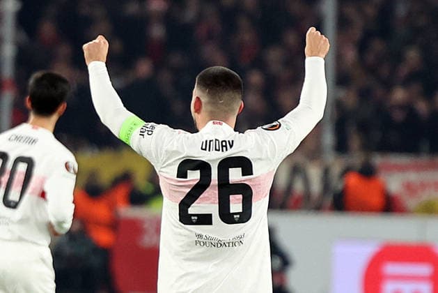 29.01.2026, xrekx, Fussball UEFA Europa League, VfB Stuttgart - Young Boys Bern v.l. Torjubel nach dem Tor zum celebrating the goal celebrate 1:0 durch Deniz Undav (VfB Stuttgart) (DFL DFB REGULATIONS PROHIBIT ANY USE OF PHOTOGRAPHS as IMAGE SEQUENCES and or QUASI-VIDEO) Stuttgart