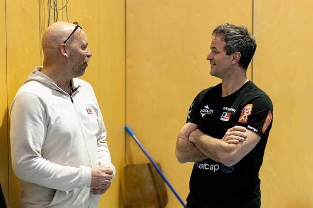 Axel Kromer, (HBW Balingen Weilstetten, Geschaeftsfuehrer), links und Matthias Flohr, (HBW Balingen Weilstetten, Trainer), HBW Balingen Weilstetten vs. Kadetten Schaffhausen, Handball, Testspiel, Saison 2025 2026, 29.01.26 Eibner-Pressefoto Andreas Ulmer HBW Balingen Weilstetten vs. Kadetten Schaffhausen, Handball, Testspiel, Saison 2025 2026, 29.01.26 Dotternhausen Copyright: xEibner-Pressefoto AndreasxUlmerx EP_AUR