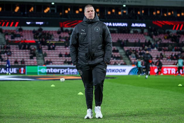 29.01.2026, Fußball, UEFA Europa League, Matchday 8, FC Midtjylland - GNK Dinamo Zagreb, MCH Arena in Herning, Dänemark: Head Coach Mike Tullberg (FC Midtjylland hc) Regulations prohibit any use of photographs as image sequences and or quasi-video. Dänemark