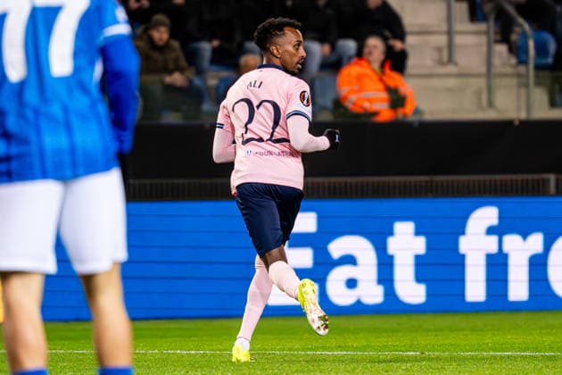 2026-01-29 KRC Genk v Malmo FF - UEFA Europa League 2025 26 League Phase MD8 GENK, BELGIUM - JANUARY 29: Taha Ali of Malmo FF celebrates the first goal during the UEFA Europa League 2025 26 League Phase MD8 match between KRC Genk and Malmo FF at Cegeka Arena on January 29, 2026 in Genk, Belgium. (Photo by Gabriel Calvino Alonso BSR Agency) Genk Belgium Content not available for redistribution in The Netherlands directly or indirectly through any third parties. Copyright: xBSRxAgencyx