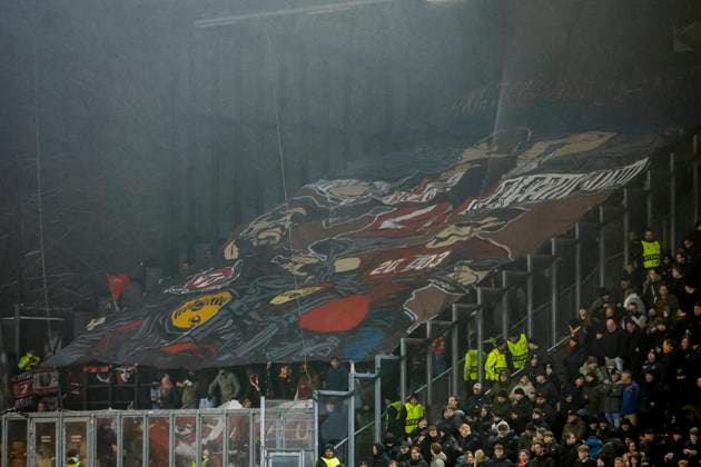 banner of supporters of SC Braga Go Ahead Eagles v SC Braga, UEFA Europa League 2025 26 League Phase MD8, Go Ahead Eagles v SC Braga, Stadion De Adelaarshorst, January 29, 2026, Deventer, Netherlands.