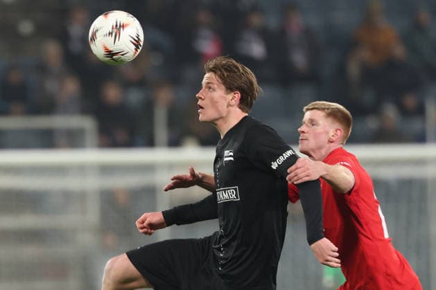 SOCCER - UEFA EL, Sturm vs Brann GRAZ,AUSTRIA,29.JAN.26 - SOCCER - UEFA Europa League, SK Sturm Graz vs SK Brann Bergen. Image shows Luca Weinhandl (Sturm) and Thore Pedersen (Brann).  GEPAxpictures xChrisxBauer