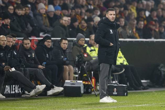 DEVENTER , 29-01-2026 , Stadium De Adelaarshorst , season 2025 2026 , UEFA Europa League League phase . match between Go Ahead Eagles and SC Braga, Picture shows GA Eagles trainer coach Melvin Boel Go Ahead Eagles - Braga  x201171296x Copyright: