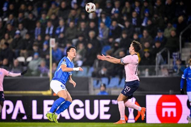 KRC Genk v Malmo - UEFA Europa League GENK, BELGIUM - JANUARY 29 : Oh Hyeon-Gyu forward of KRC Genk and Rosler Colin defender of Malmo FF during the UEFA Europa League 2025 26 League Phase MD8 match between KRC Genk and Malmo on January 29, 2026 in Genk, Belgium, 29 01 2026  Copyright: xTomasxSiskx