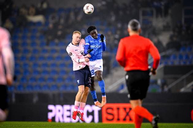 KRC Genk v Malmo - UEFA Europa League GENK, BELGIUM - JANUARY 29 : Gudjohnsen Daniel forward of Malmo FF and Medina Ortiz Yaimar defender of KRC Genk during the UEFA Europa League 2025 26 League Phase MD8 match between KRC Genk and Malmo on January 29, 2026 in Genk, Belgium, 29 01 2026  Copyright: xTomasxSiskx