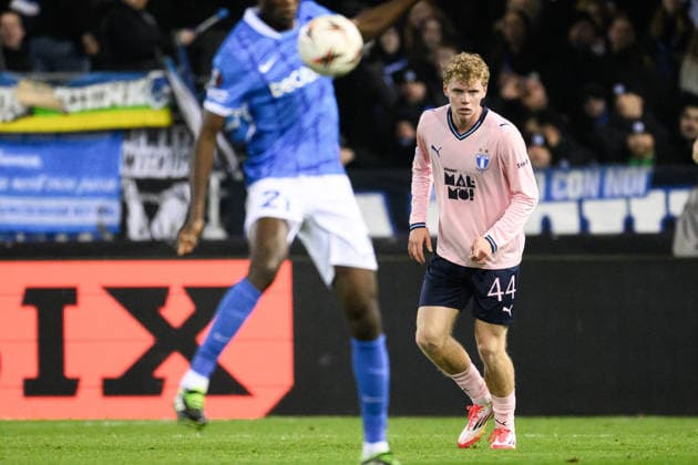 260129 Malte Frejd Palsson of Malmö FF during the UEFA Europa League football match between KRC Genk and Malmö FF on January 29, 2026 in Genk. Photo: Simon Hastegard BILDBYRAN kod SH SH0684 fotboll football soccer fotball uefa europa league europa league krc genk malmö ff bbeng Copyright: SIMONxHASTEGARD BB260129SH041