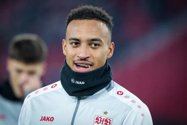 Jamie Leweling 18 (VfB Stuttgart) warm-up, VfB Stuttgart vs. BSC Young Boys Bern, Fussball, Maenner, UEFA Europa League, Saison 2025 2026, 8. Spieltag, 29.01.2026 DFB regulations prohibit any use of photographs as image sequences and or quasi-video Stuttgart Baden-Wuerttemberg Deutschland