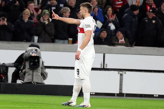 29.01.2026, xrekx, Fussball UEFA Europa League, VfB Stuttgart - Young Boys Bern v.l. Torjubel nach dem Tor zum celebrating the goal celebrate 2:0 durch Ermedin Demirovic (VfB Stuttgart) (DFL DFB REGULATIONS PROHIBIT ANY USE OF PHOTOGRAPHS as IMAGE SEQUENCES and or QUASI-VIDEO) Stuttgart