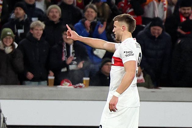 29.01.2026, xrekx, Fussball UEFA Europa League, VfB Stuttgart - Young Boys Bern v.l. Torjubel nach dem Tor zum celebrating the goal celebrate 2:0 durch Ermedin Demirovic (VfB Stuttgart) (DFL DFB REGULATIONS PROHIBIT ANY USE OF PHOTOGRAPHS as IMAGE SEQUENCES and or QUASI-VIDEO) Stuttgart