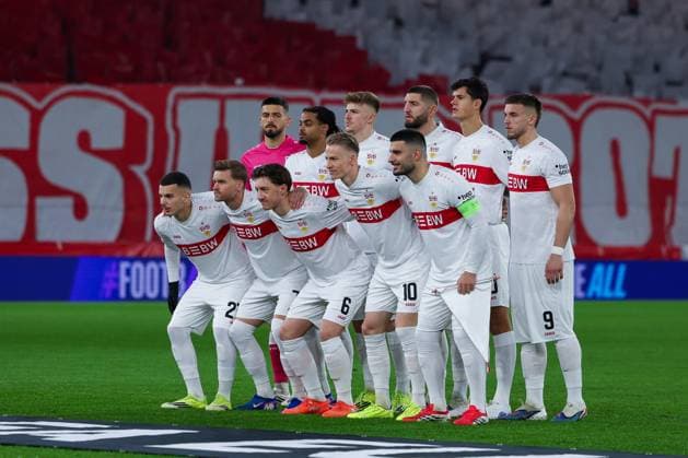 Die Mannschaft des VfB, Foto, VfB Stuttgart vs. BSC Young Boys Bern, Fussball, Maenner, UEFA Europa League, Saison 2025 2026, 8. Spieltag, 29.01.2026 DFB regulations prohibit any use of photographs as image sequences and or quasi-video Stuttgart Baden-Wuerttemberg Deutschland