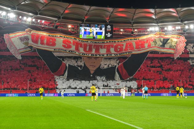 Fußball, UEFA Europa League, 20260129, VfB Stuttgart - BSC Young Boys Bern. Im Bild Fans Stuttgart Choreo. Stuttgart MHP Arena Baden Württemberg Deutschland Copyright: Passion2Press MarkusxFischerx