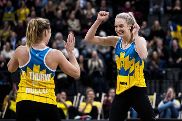 260129 Sveriges Tina Thurin och Isabelle Reffel jublar under Stockholm Beach 2026 den 29 januari 2026 i Stockholm. Copyright: EMMAxWALLSKOG BB260129EW040