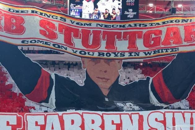 Choreo Choreografie Choreography der Stuttgarter Come on you boys in white, VfB Stuttgart vs. BSC Young Boys Bern, Fussball, Maenner, UEFA Europa League, Saison 2025 2026, 8. Spieltag, 29.01.2026 DFB regulations prohibit any use of photographs as image sequences and or quasi-video Stuttgart Baden-Wuerttemberg Deutschland