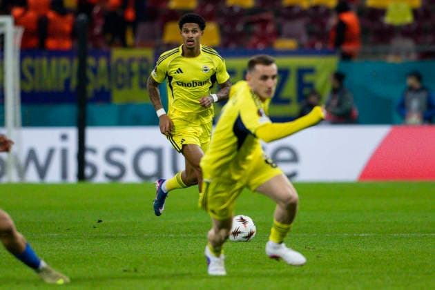 January,28, 2026, UEFA EUROPA LEAGUE, League phase, Matchday 8, FCSB vs Fenerbahce, Bucharest, National Arena Stadium 24 Jayden Oosterwolde passes the ball
