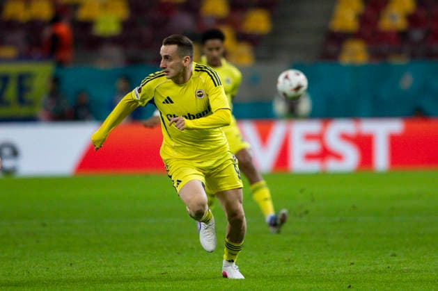 January,28, 2026, UEFA EUROPA LEAGUE, League phase, Matchday 8, FCSB vs Fenerbahce, Bucharest, National Arena Stadium 24 Jayden Oosterwolde brings the ball forward