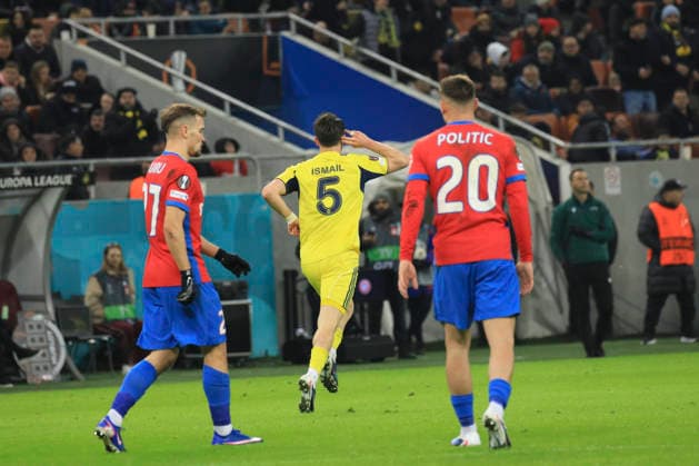 January,28, 2026, UEFA EUROPA LEAGUE, League phase, Matchday 8, FCSB vs Fenerbahce, Bucharest, National Arena Stadium 5 Ismail Yuksek celebrates his team s first goal