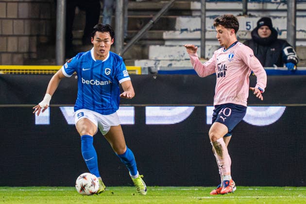 2026-01-29 KRC Genk v Malmo FF - UEFA Europa League 2025 26 League Phase MD8 GENK, BELGIUM - JANUARY 29: Hyeongyu Oh of KRC Genk dribbles during the UEFA Europa League 2025 26 League Phase MD8 match between KRC Genk and Malmo FF at Cegeka Arena on January 29, 2026 in Genk, Belgium. (Photo by Gabriel Calvino Alonso BSR Agency) Genk Belgium Content not available for redistribution in The Netherlands directly or indirectly through any third parties. Copyright: xBSRxAgencyx
