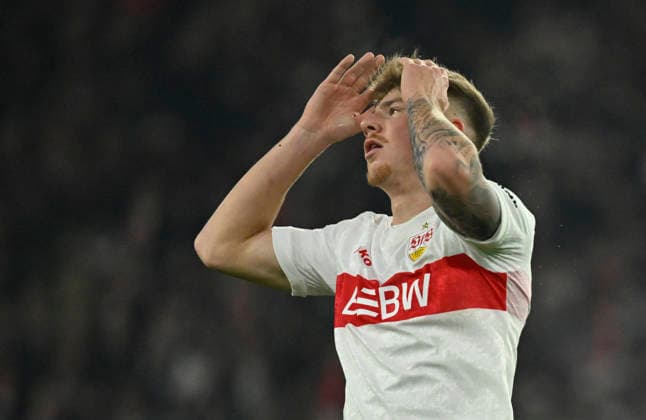 Finn Jeltsch VfB Stuttgart (29) Enttaeuschung enttaeuscht nach vergebener Torchance Gestik Geste VfB Stuttgart vs Young Boys Bern YB EUROPA LEAGUE EL 29.01.2026 DFL REGULATIONS PROHIBIT ANY USE OF PHOTOGRAPHS AS IMAGE SEQUENCES AND OR QUASI-VIDEO VfB Stuttgart vs Young Boys Bern YB