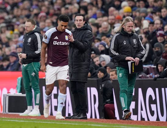 Birmingham, England, 29th January 2026. Ollie Watkins of Aston Villa leaves the game injured during the Aston Villa vs FC Salzburg UEFA Europa League match at Villa Park, Birmingham. Picture credit should read: Andrew Yates Sportimage EDITORIAL USE ONLY. No use with unauthorised audio, video, data, fixture lists, club league logos or live services. Online in-match use limited to 120 images, no video emulation. No use in betting, games or single club league player publications. SPI_027_AY_Villa_Salzburg SPI-4490-0027