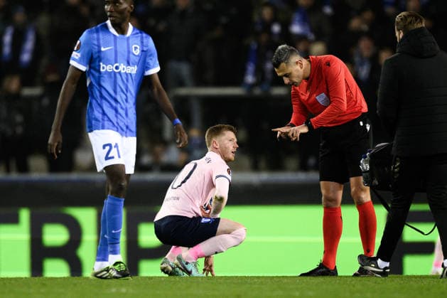 260129 Anders Christiansen of Malmö FF in pain during the UEFA Europa League football match between KRC Genk and Malmö FF on January 29, 2026 in Genk. Photo: Simon Hastegard BILDBYRAN kod SH SH0684 fotboll football soccer fotball uefa europa league europa league krc genk malmö ff bbeng Copyright: SIMONxHASTEGARD BB260129SH047
