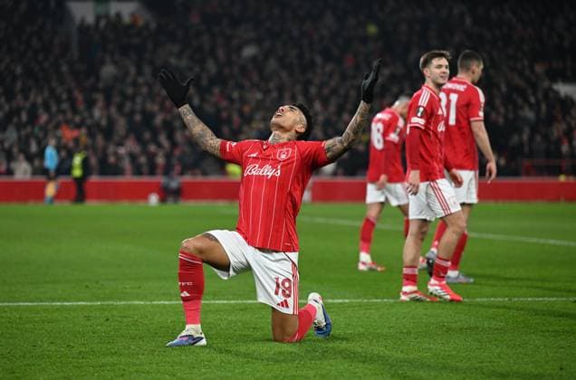 Igor Jesus of Nottingham Forest celebrates after scoring the team s second goal Nottingham Forest v Ferencvaros, UEFA Europa League, Group Stage, Football, City Ground, Nottingham, UK - 29 Jan 2026Nottingham City Ground United Kingdom EDITORIAL USE ONLY No use with unauthorised audio, video, data, fixture lists, club league logos or live services. Online in-match use limited to 120 images, no video emulation. No use in betting, games or single club league player publications. Copyright: xAnnaxGowthorpe Shutterstockx 16445882y