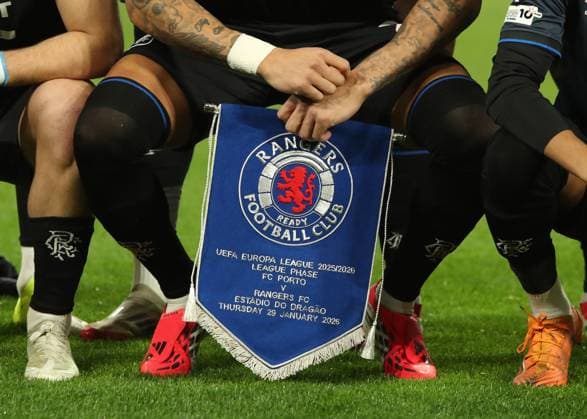 The match pennant during UEFA Europa League league phase match at Estadio do Dragao, Porto. Porto v Rangers - UEFA Europa League - Estadio do Dragao, Portugal - 29 Jan 2026Porto Estadio do Dragao Portugal EDITORIAL USE ONLY  Copyright: xRangersxFC Shutterstockx 16488595al