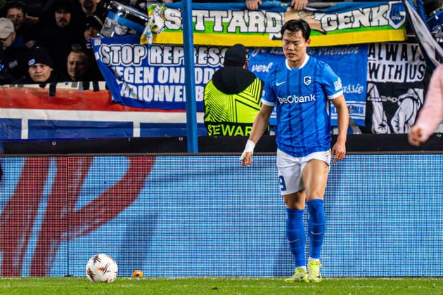 2026-01-29 KRC Genk v Malmo FF - UEFA Europa League 2025 26 League Phase MD8 GENK, BELGIUM - JANUARY 29: Hyeongyu Oh of KRC Genk disappointed during the UEFA Europa League 2025 26 League Phase MD8 match between KRC Genk and Malmo FF at Cegeka Arena on January 29, 2026 in Genk, Belgium. (Photo by Gabriel Calvino Alonso BSR Agency) Genk Belgium Content not available for redistribution in The Netherlands directly or indirectly through any third parties. Copyright: xBSRxAgencyx