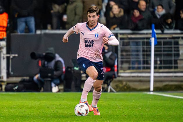 2026-01-29 KRC Genk v Malmo FF - UEFA Europa League 2025 26 League Phase MD8 GENK, BELGIUM - JANUARY 29: Lasse Berg Johnsen of Malmo FF dribbles during the UEFA Europa League 2025 26 League Phase MD8 match between KRC Genk and Malmo FF at Cegeka Arena on January 29, 2026 in Genk, Belgium. (Photo by Gabriel Calvino Alonso BSR Agency) Genk Belgium Content not available for redistribution in The Netherlands directly or indirectly through any third parties. Copyright: xBSRxAgencyx