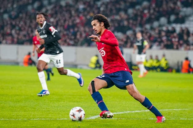 Fussball UEFA Europa League 2025 26, 8. Spieltag - OSC Lille vs SC Freiburg - Stade Pierre Mauroy (Lille, Frankreich): Ayyoub Bouaddi (OSC Lille, 32) Copyright: xJOERANxSTEINSIEKx