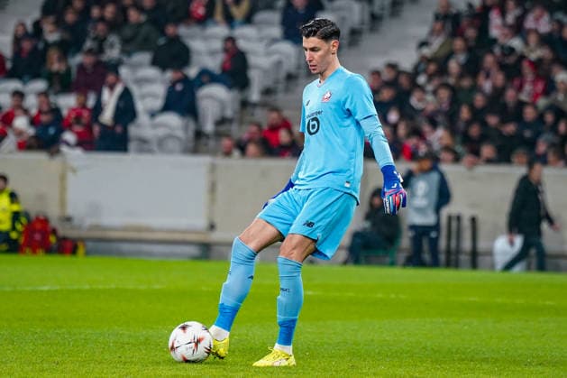 Fussball UEFA Europa League 2025 26, 8. Spieltag - OSC Lille vs SC Freiburg - Stade Pierre Mauroy (Lille, Frankreich): Lucas Chevalier (OSC Lille, 1) Copyright: xJOERANxSTEINSIEKx