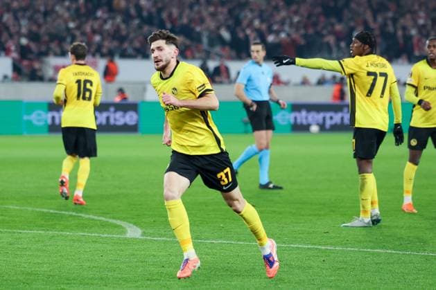 Armin Gigovic 37 (BSC Young Boys Bern) jubelt nach seinem Tor zum 1:2, Anschlusstreffer, VfB Stuttgart vs. BSC Young Boys Bern, Fussball, Maenner, UEFA Europa League, Saison 2025 2026, 8. Spieltag, 29.01.2026 DFB regulations prohibit any use of photographs as image sequences and or quasi-video Stuttgart Baden-Wuerttemberg Deutschland