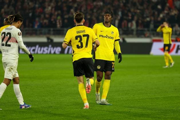 Armin Gigovic 37 (BSC Young Boys Bern) jubelt nach seinem Tor zum 1:2, Anschlusstreffer, VfB Stuttgart vs. BSC Young Boys Bern, Fussball, Maenner, UEFA Europa League, Saison 2025 2026, 8. Spieltag, 29.01.2026 DFB regulations prohibit any use of photographs as image sequences and or quasi-video Stuttgart Baden-Wuerttemberg Deutschland