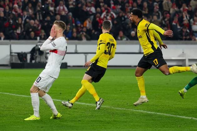 Enttaeuschung, Frust bei Chris Fuehrich 10 (VfB Stuttgart) nach einer vergebenen Chance, VfB Stuttgart vs. BSC Young Boys Bern, Fussball, Maenner, UEFA Europa League, Saison 2025 2026, 8. Spieltag, 29.01.2026 DFB regulations prohibit any use of photographs as image sequences and or quasi-video Stuttgart Baden-Wuerttemberg Deutschland