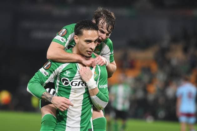 Fußball, EuroLeague, Real Betis Sevilla - Feyenoord Rotterdam #5 SEVILLA, 29-01-2026, Stadium La Cartuja, UEFA Football season 2025 2026, Europa League match between Betis Sevilla and Feyenoord. Pictures shows Betis player Antony celebration of the 2-0 Betis Sevilla - Feyenoord  x201172358x Copyright: