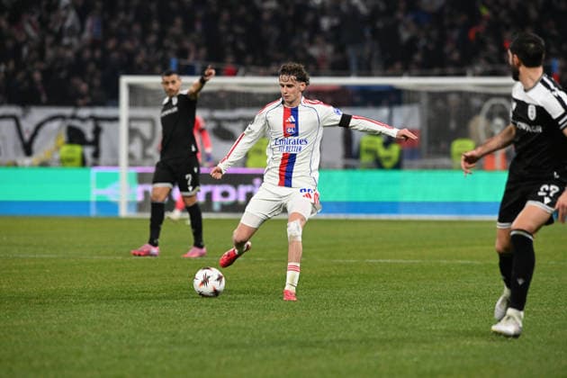 Football : Olympique Lyonnais v PAOK FC - UEFA Europa League 29 01 2026 Tyler Morton of Lyon scoring goal during the UEFA Europa league match between Olympique Lyonnais and PAOK FC at Groupama Stadium Decines Charpieu Lyon France on January 29 2026 LYONFrance  Copyright: xMouradxAllilix