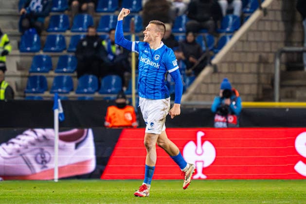 2026-01-29 KRC Genk v Malmo FF - UEFA Europa League 2025 26 League Phase MD8 GENK, BELGIUM - JANUARY 29: Daan Heymans of KRC Genk celebrates the equalizing first goal during the UEFA Europa League 2025 26 League Phase MD8 match between KRC Genk and Malmo FF at Cegeka Arena on January 29, 2026 in Genk, Belgium. (Photo by Gabriel Calvino Alonso BSR Agency) Genk Belgium Content not available for redistribution in The Netherlands directly or indirectly through any third parties. Copyright: xBSRxAgencyx