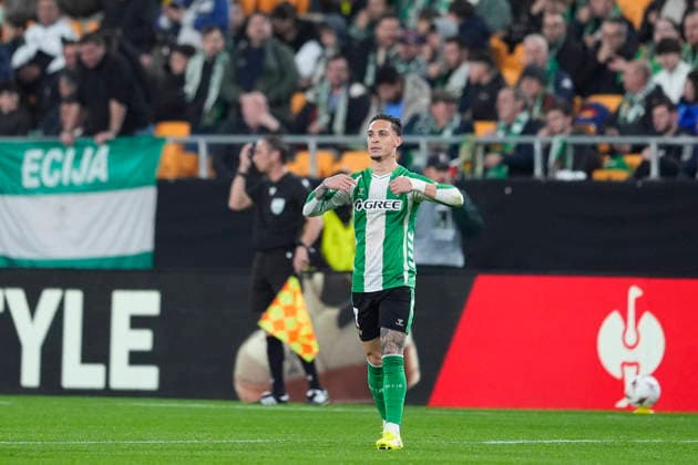 Fußball, EuroLeague, Real Betis Sevilla - Feyenoord Rotterdam #5 January 29, 2026, Sevilla, Sevilla, Spain: Antony of Real Betis Balompie celebrates a goal during the UEFA Europa League 2025 26 League Phase MD8 match between Real Betis Balompie and Feyenoord at La Cartuja stadium on January 29, 2026 in Seville, Spain. Sevilla Spain - ZUMAa181 20260129_zaa_a181_036 Copyright: xJoaquinxCorcherox
